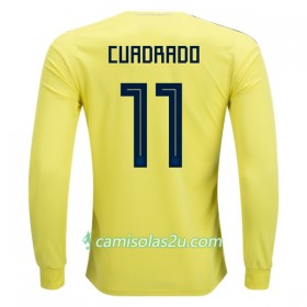 Camisolas de Futebol Colômbia Cuadrado 11 Equipamento Principal Copa do Mundo 2018 Manga Comprida